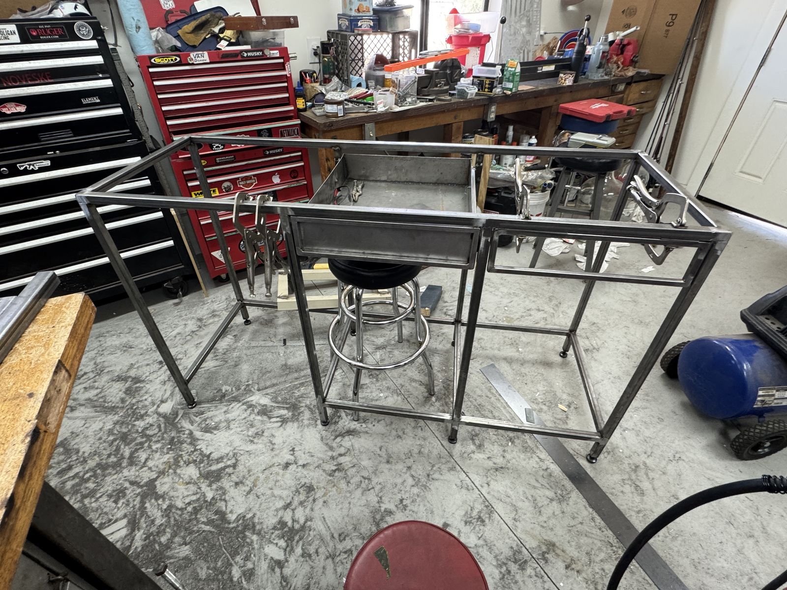 Base frames squared up and tacked together.