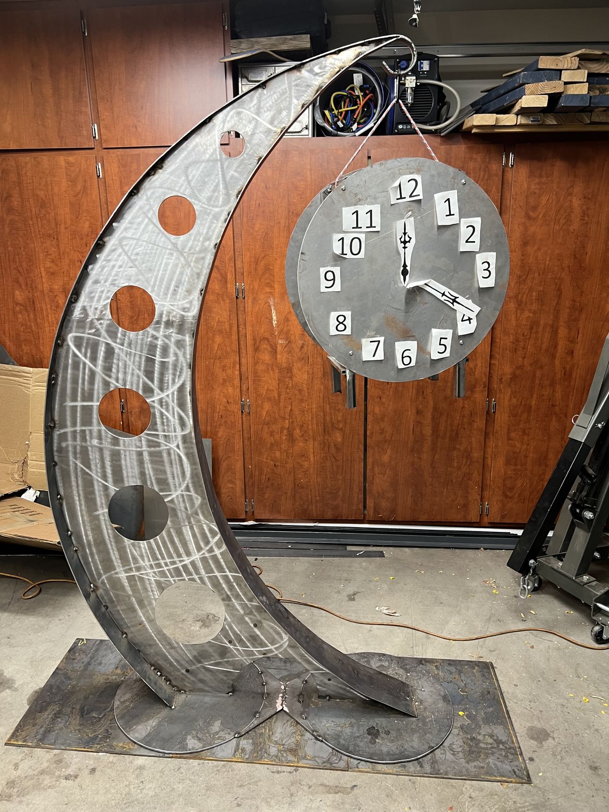Test-fitting the face on the crescent frame.