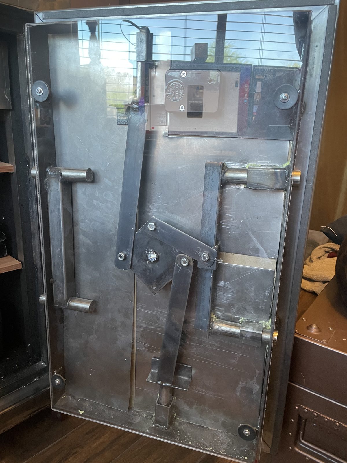 Interior lined; door fits and swings true.