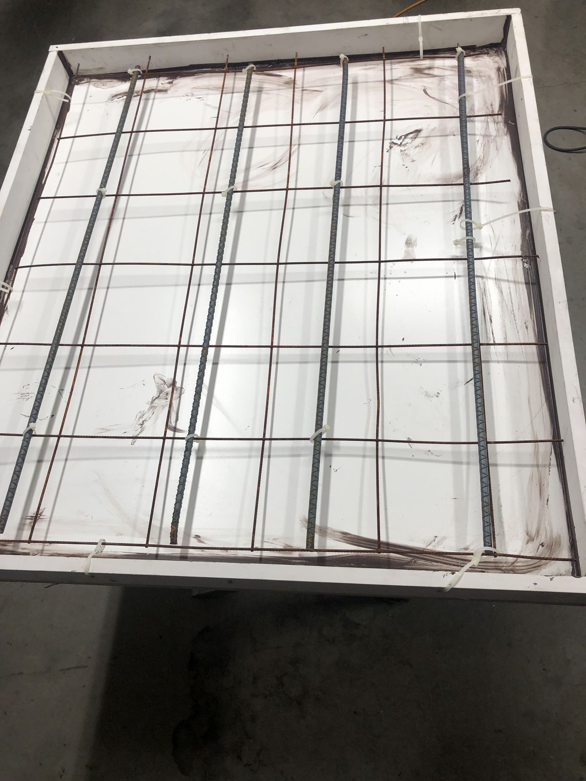 Rebar grid set in the tabletop form.